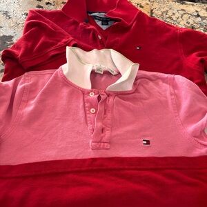 Tommy Hilfiger Kids Two-Tone Pink and Red Polo Tops